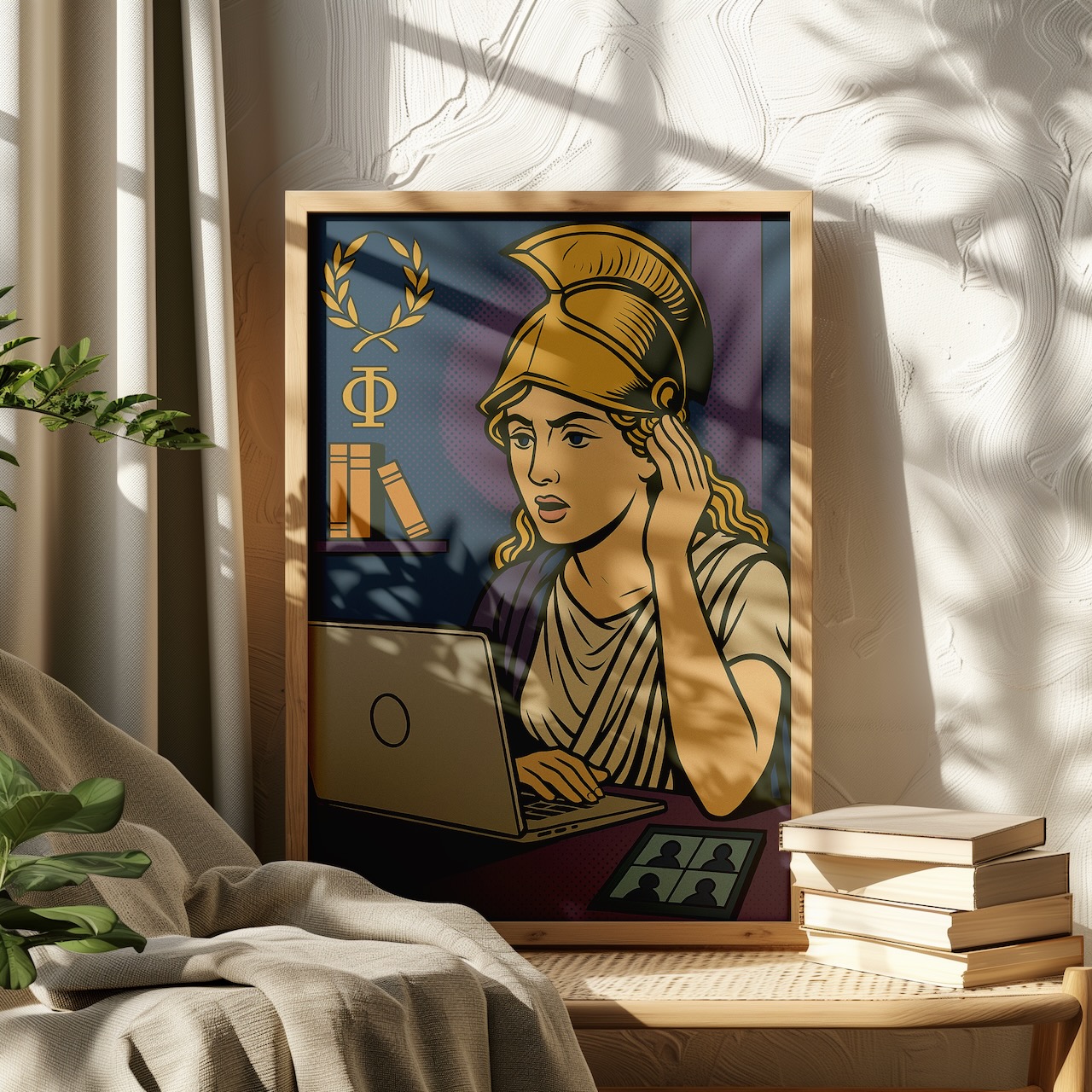 Athena Tablosu Okuma Alanında Athena temalı tablo okuma odasında