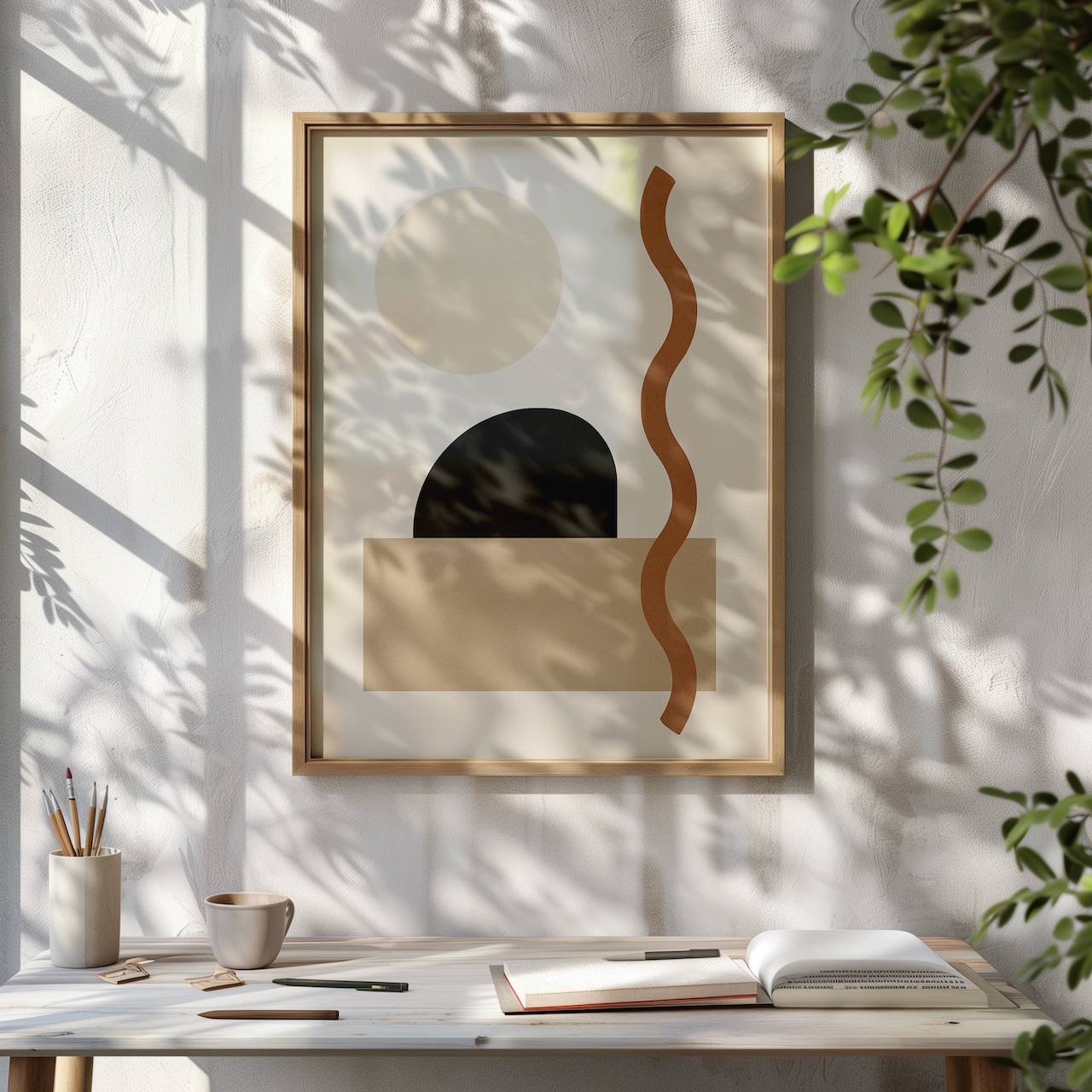Dördüncü Ses çalışma ortamında Çalışma alanında soyut minimalist tablo