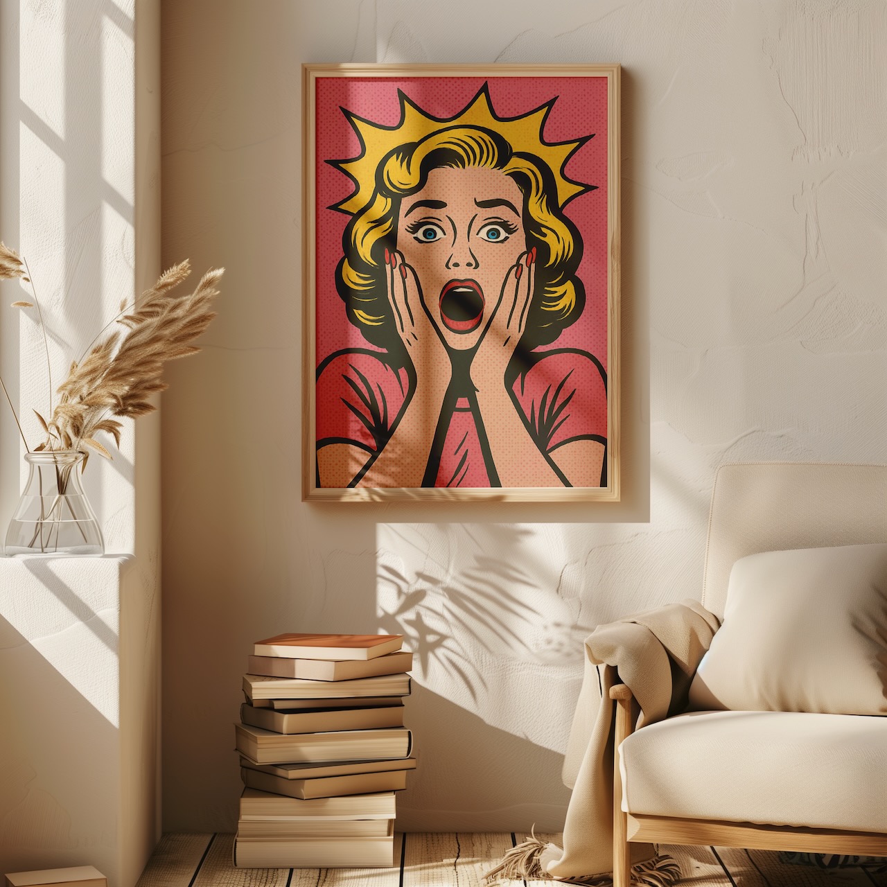 Pembe Şaşkınlık - Oturma Odası Pop art tablo oturma odasında